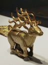 Hong Kong Palace Museum Antique Gold Deer Belt Buckle Plaque Reindeer Jewelry Accessory Animal Motif Sculpture Fashion Design