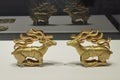 Hong Kong Palace Museum Antique Gold Deer Belt Buckle Plaque Reindeer Animal Motif Sculpture Fashion Design