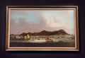 Hong Kong Palace Museum Antique Oriental Painting Victoria Harbour Landscape Mountain Asian Junk Boat Seashore Nature Mountain Royalty Free Stock Photo