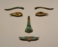 Hong Kong Palace Museum Antique Tubo Burial Mask Gold Turquoise Rock Crystal Gem Stone Mosaic Face Arts Royalty Free Stock Photo