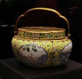 Hong Kong Palace Museum Imperial Workshops Antique Qing Qianlong Lidded Spittoon Container Floral Painted Enamels Flower Pattern