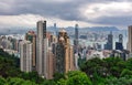 Hong Kong panorama - dramatic sunrise from Victoria peak