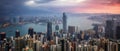 Hong Kong panorama - dramatic sunrise from Victoria peak Royalty Free Stock Photo