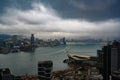 Hong Kong on rainy day with dark rain clouds