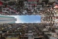 Hong Kong residence apartment bottom view against blue sky Royalty Free Stock Photo