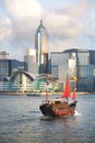 Hong Kong's traditional old junk ship sailing