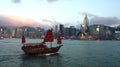 Hong Kong's traditional old junk ship sailing