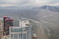 Hong Kong, SAR China - circa July 2015: Dense high rise office buildings of Hong Kong and view of Victoria Harbour