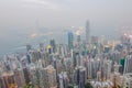 Hong Kong the scenes, victoria harbour from the peak bird view. Royalty Free Stock Photo