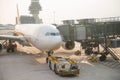 Hong Kong , 22 september 2016 :: corridor to airplane at airport Royalty Free Stock Photo