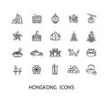Hong Kong Sign Thin Line Icon Set. Vector Royalty Free Stock Photo