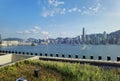 Hong Kong Skyline Architecture Ocean Horizon Panorama View West Kowloon Cultural District Roof Garden Outdoor Space Park Royalty Free Stock Photo