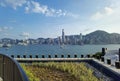 Hong Kong Skyline Architecture Ocean Horizon Panorama View West Kowloon Cultural District Roof Garden Outdoor Space Park Royalty Free Stock Photo