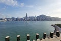 Hong Kong Skyline Architecture Ocean Horizon Panorama View West Kowloon Cultural District Roof Garden Outdoor Space Park Royalty Free Stock Photo