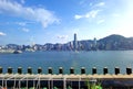 Hong Kong Skyline Architecture Ocean Horizon Panorama View West Kowloon Cultural District Roof Garden Outdoor Space Park Royalty Free Stock Photo