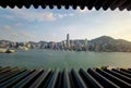 Hong Kong Skyline Architecture Ocean Horizon Panorama View West Kowloon Cultural District Roof Garden Outdoor Space Park Royalty Free Stock Photo