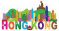 Hong Kong Skyline Buddha Statue Text vector Illustration Royalty Free Stock Photo