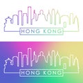 Hong Kong skyline. Colorful linear style.