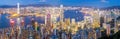 Hong Kong Skyline at Dusk Panorama Royalty Free Stock Photo