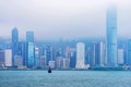 Hong Kong skyline in fog Royalty Free Stock Photo