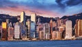 Hong Kong skyline from kowloon, panorama at sunrise, China - Asia Royalty Free Stock Photo