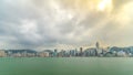 Hong Kong skyline in the morning over Victoria Harbour timelapse. Royalty Free Stock Photo