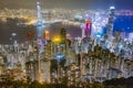 Hong Kong skyline at night as seen from Victoria Peak. Royalty Free Stock Photo