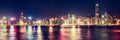 Hong Kong skyline at night. Panorama Royalty Free Stock Photo