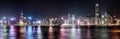 Hong Kong skyline at night. Panorama Royalty Free Stock Photo