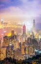 Hong Kong skyline night from the peak Royalty Free Stock Photo