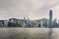 Hong Kong skyline over Victoria Harbour under a stormy sky Royalty Free Stock Photo