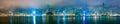 Hong Kong skyline panorama in the morning over Victoria Harbour during twilight sunrise Royalty Free Stock Photo