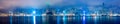 Hong Kong skyline panorama in the morning over Victoria Harbour during twilight sunrise Royalty Free Stock Photo