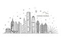 Hong Kong skyline, vector illustration in linear style