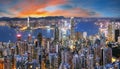 Hong Kong skyline from Victoria peak at night, China Royalty Free Stock Photo