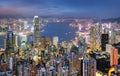 Hong Kong skyline from Victoria peak at night, China Royalty Free Stock Photo