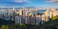 Hong Kong skyline from Victoria Peak on a sunny day Royalty Free Stock Photo