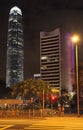 Hong Kong skyscrapers by night with One International Finance Centre Royalty Free Stock Photo