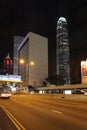 Hong Kong skyscrapers by night with Two International Finance Centre and The Center building Royalty Free Stock Photo