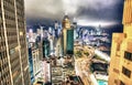 Hong Kong stunning night skyline. Downtown skyscrapers at twilight Royalty Free Stock Photo