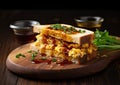 Hong Kong Style Scrambled Eggs Sandwich Royalty Free Stock Photo