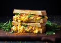 Hong Kong Style Scrambled Eggs Sandwich Royalty Free Stock Photo