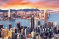 Hong Kong - Sunset over Victoria harbour, China Royalty Free Stock Photo