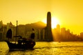 Hong Kong sunset at Victoria Harbor Royalty Free Stock Photo