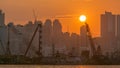 Hong Kong Sunset, View from kowloon bay downtown timelapse