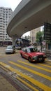 Hong Kong taxi cab in traffic . Royalty Free Stock Photo