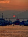 Hong Kong ting kau bridge sunset Royalty Free Stock Photo