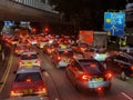 Hong Kong Traffic Jam Kowloon Mongkok Street Busy Traffic Red Light Pedestrian Crossing Crowds Signage Royalty Free Stock Photo