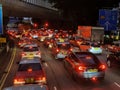 Hong Kong Traffic Jam Kowloon Mongkok Street Busy Traffic Red Light Pedestrian Crossing Crowds Signage