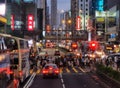 Hong Kong Traffic Jam Kowloon Mongkok Street Busy Traffic Red Light Pedestrian Crossing Crowds Signage